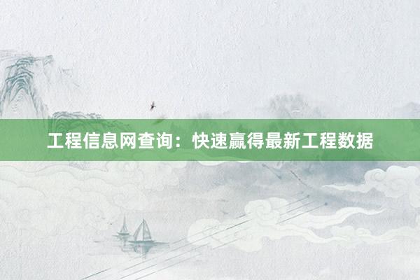 工程信息网查询：快速赢得最新工程数据