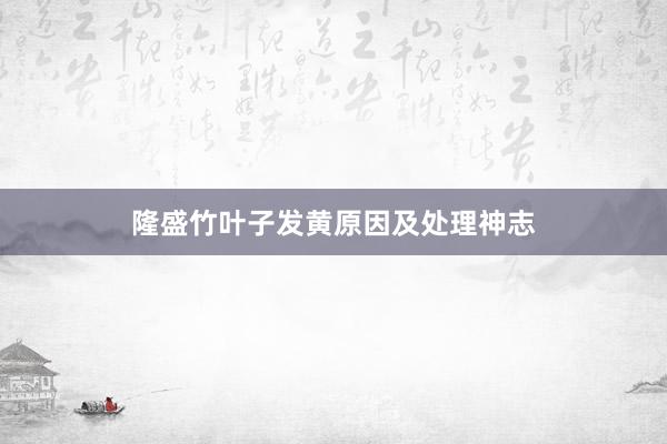 隆盛竹叶子发黄原因及处理神志